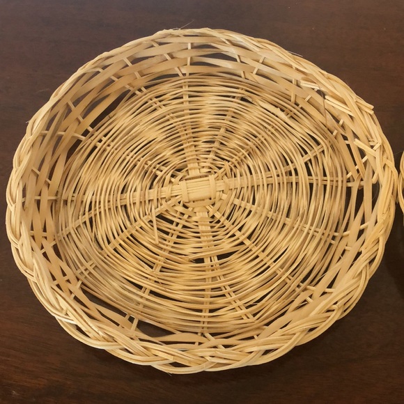 Set of 3 Wicker Basket Paperplate Holders Boho Wall Decor - Picture 5 of 6